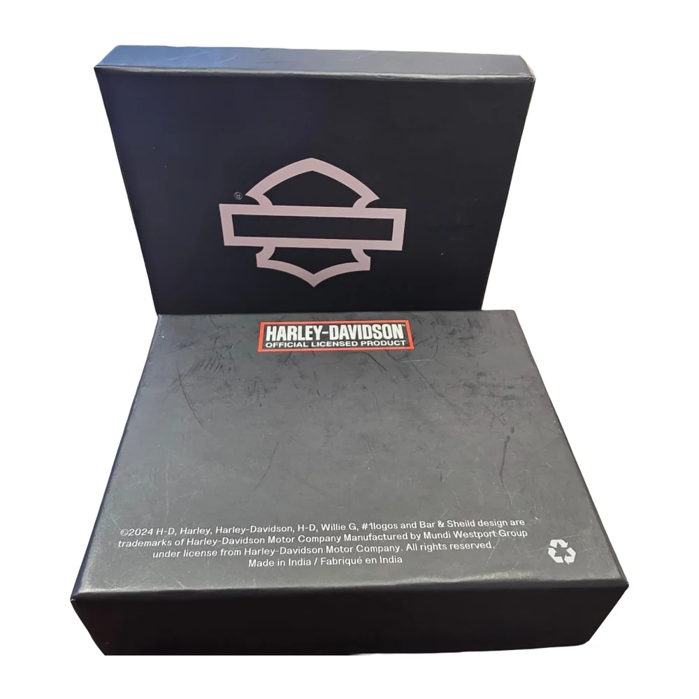 HARLEY DAVIDSON Brown  Geniune Leather Branded Bifold Wallet NEW
